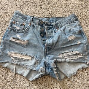 Levi's Light Blue Distressed Jean Shorts